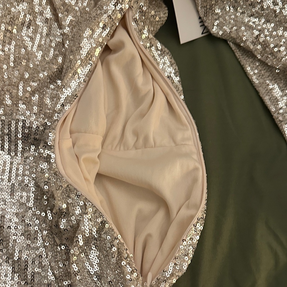 Silver Sequin Long Sleeve Dress - Picture 11 of 16